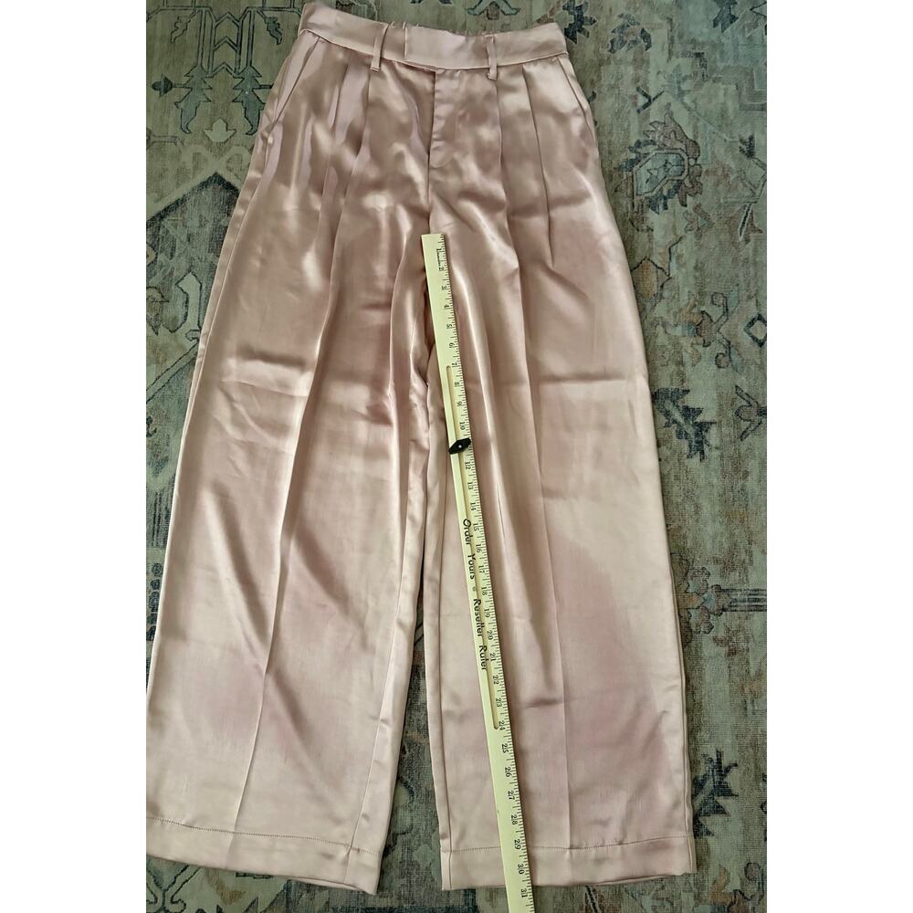 A New Day Womens 4 Blush Pink Satin Wide Leg Pleated High Rise Trouser Pants - Picture 4 of 5